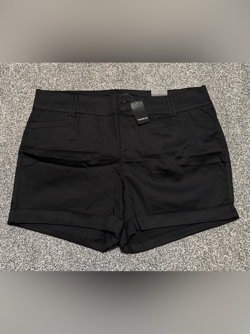 torrid Black High-Rise Cuffed Shorts with Double Button